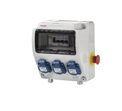 COFFRET DE CHANTIER 3 PC 2P+T 16A NF ARRET D'URGENCE ET ARRIVEE CABLE